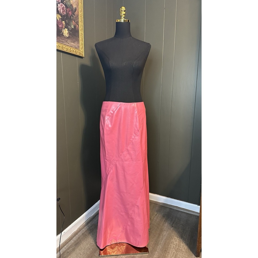 Shape Fx Vintage Bubblegum Pink Polyvinyl Long Midi‎ Maxi Skirt 12